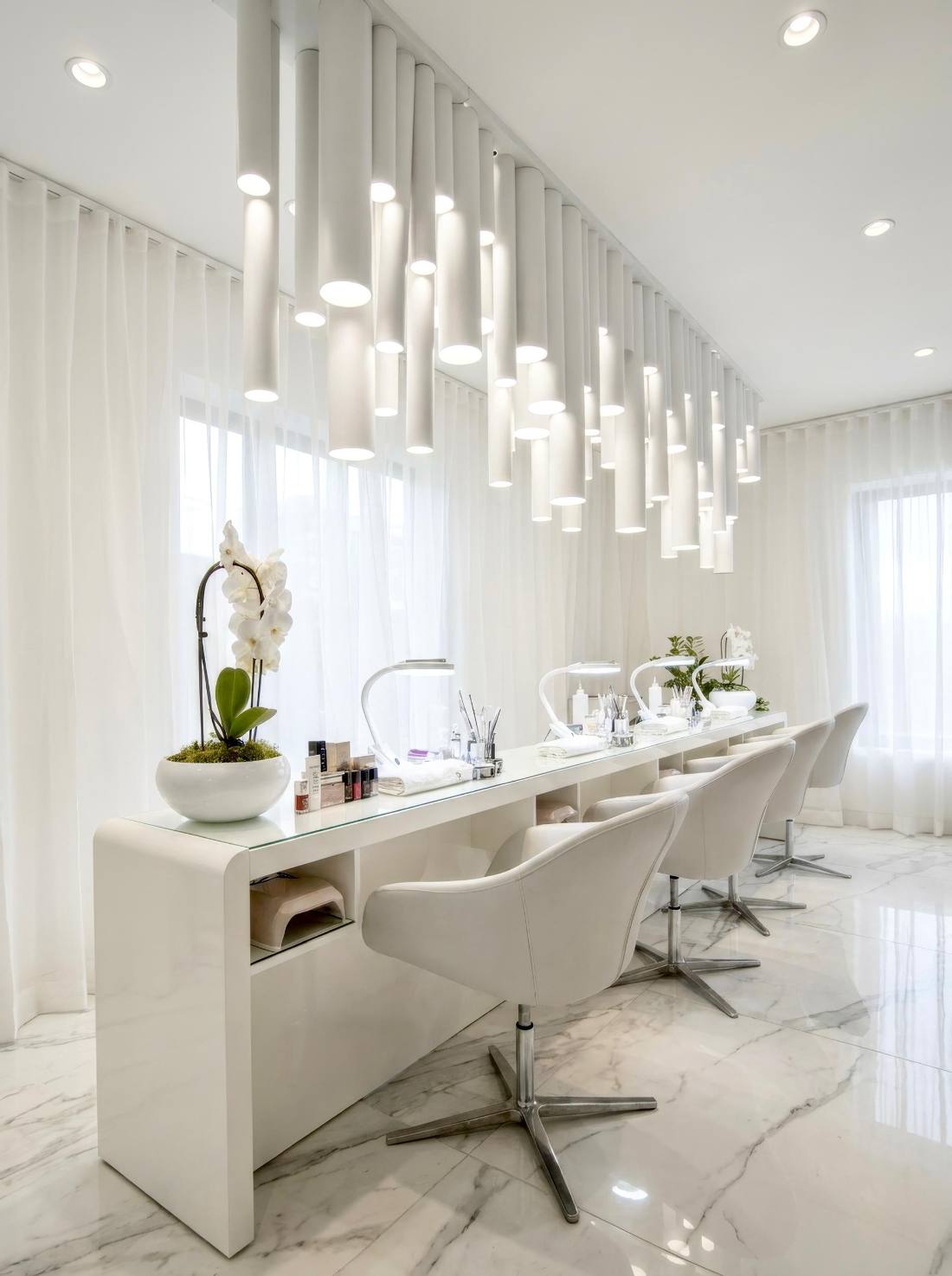 Gel nail manicure at Curlla luxury salon Lekki
