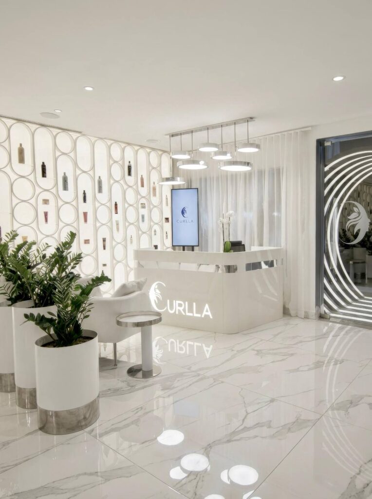Curlla salon reception lobby, Lekki Phase 1 Lagos